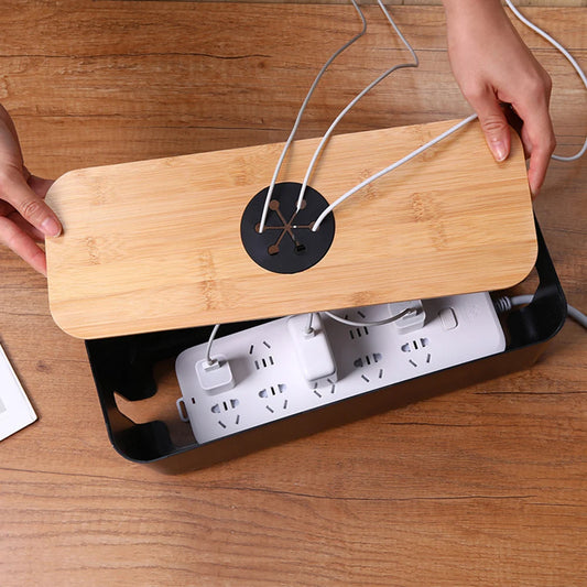 Wooden Cable Storage Box Power Line Storage Case