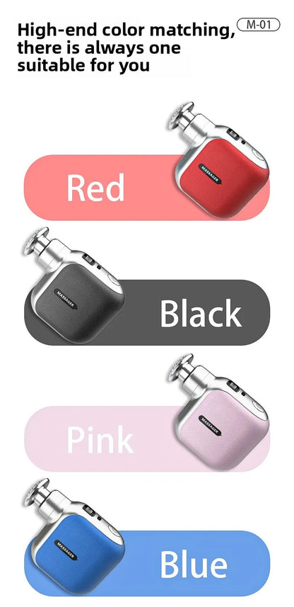 Mini Pocket Fascia Gun with 4 Silicone Massage Heads