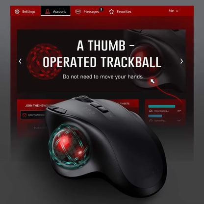 Wireless Trackball Ergonomic Mouse Rechargeable