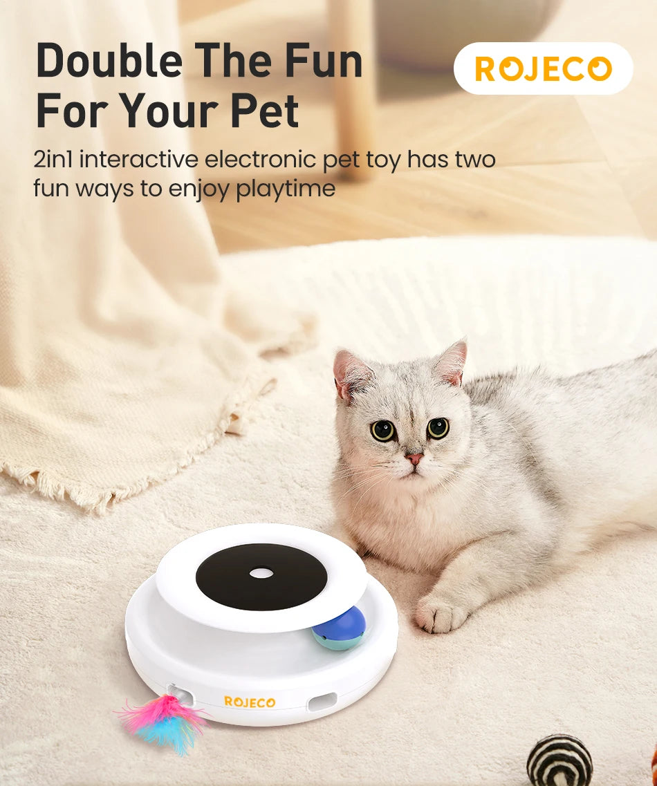 2 in 1 Smart Cat Toys Automatic Feather Fun Ball Toy Set