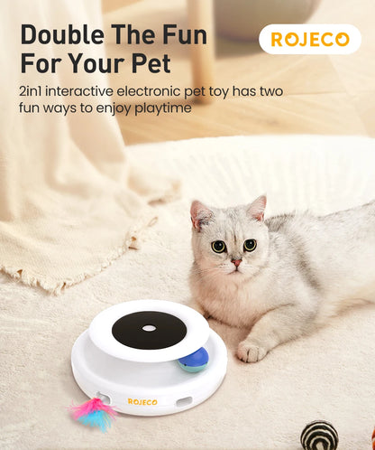 2 in 1 Smart Cat Toys Automatic Feather Fun Ball Toy Set