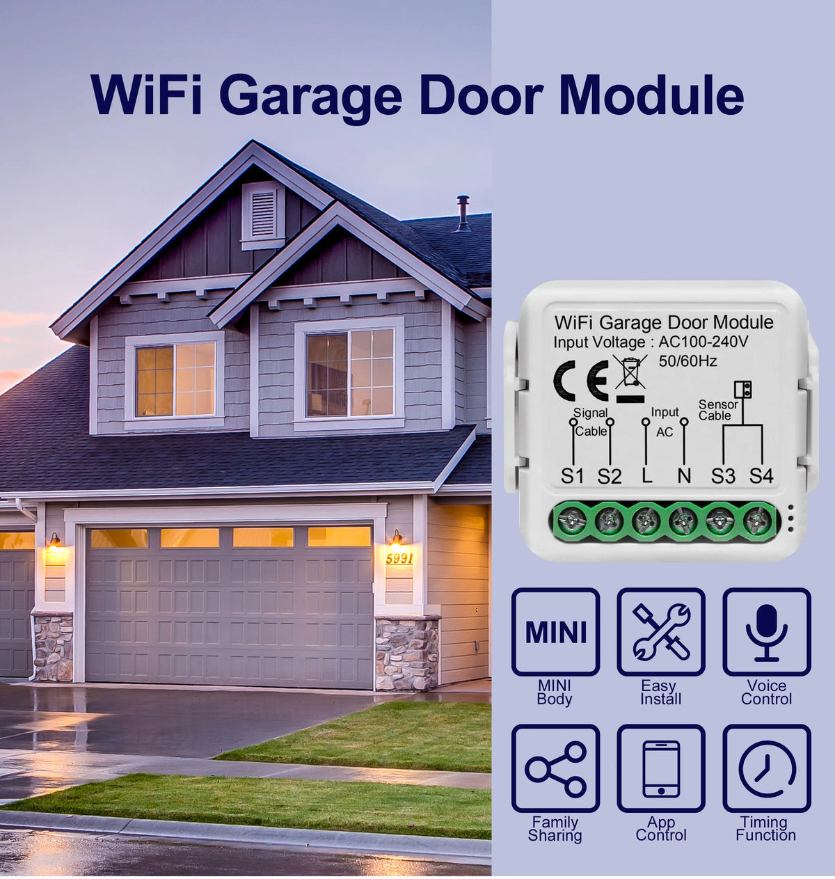 GIRIER Tuya Smart WiFi Garage Door Opener Controller Supports