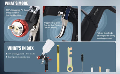 AEROPRO R500 LVLP Air Spray Gun A610 Paint Gun