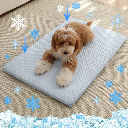 New Summer Ice Silk Cooling Pet Mat Thick Breathable Bed