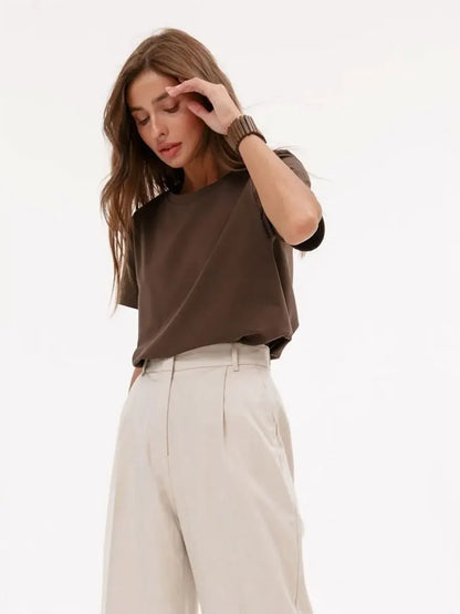 Bornladies Summer 100% Cotton Women's T-shirt Bottoming Tops