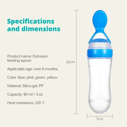 Safe Useful Silicone Baby Bottle with Spoon Food Supplement