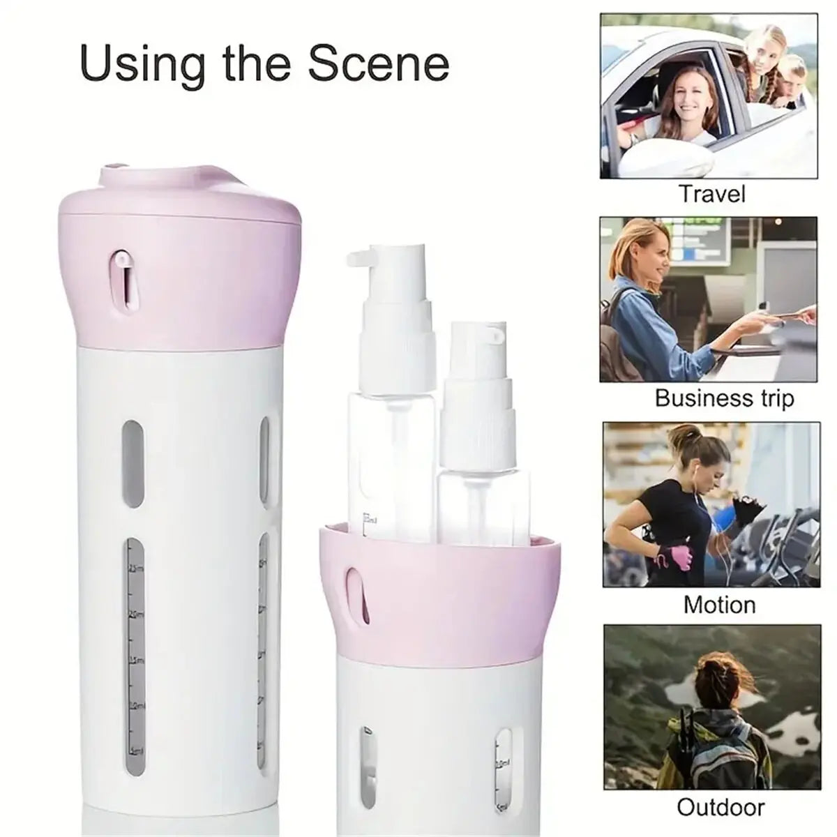 4 In 1 Portable Travel Liquid Dispenser Bottle Refillable