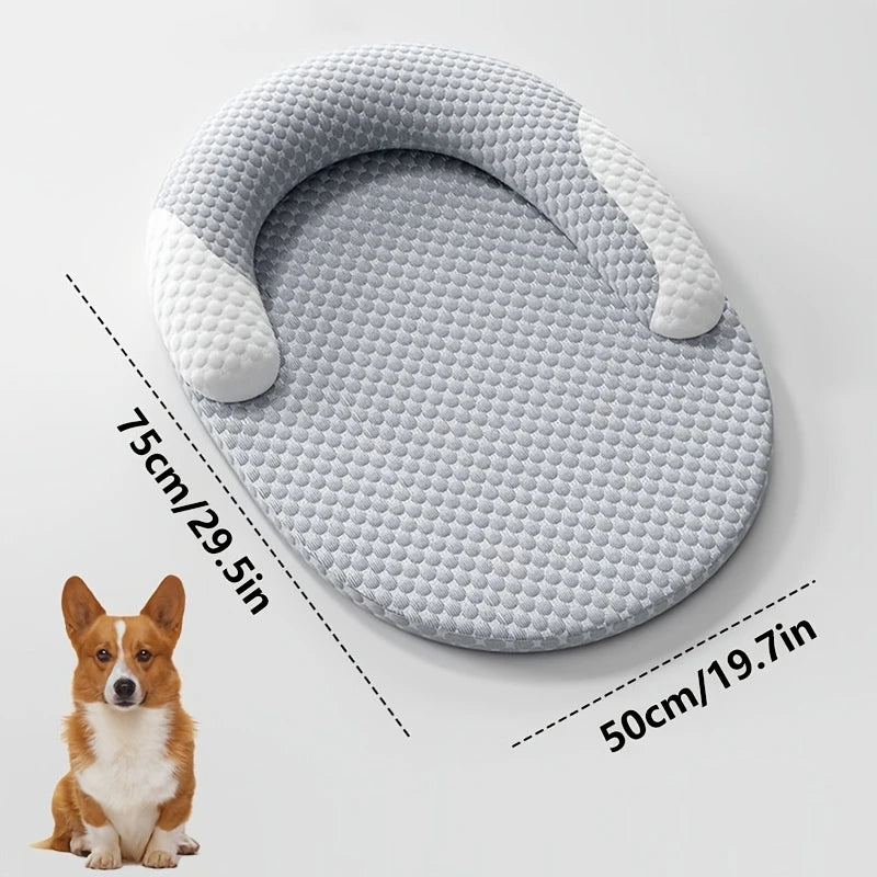 Summer Ice Silk Cooling Dog Bed Oval Breathable Heat Dissipation