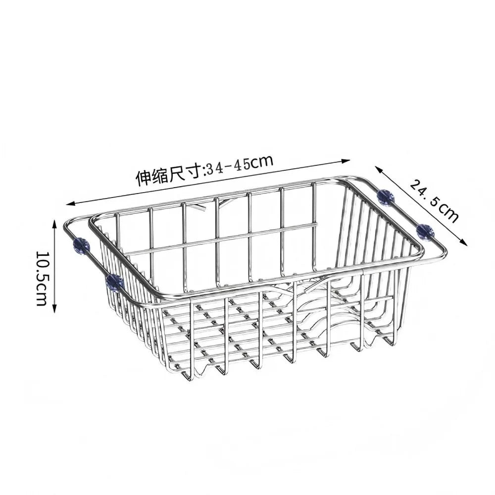 Stainless Steel Telescopic Sink Drain Rack Non-Slip Dish