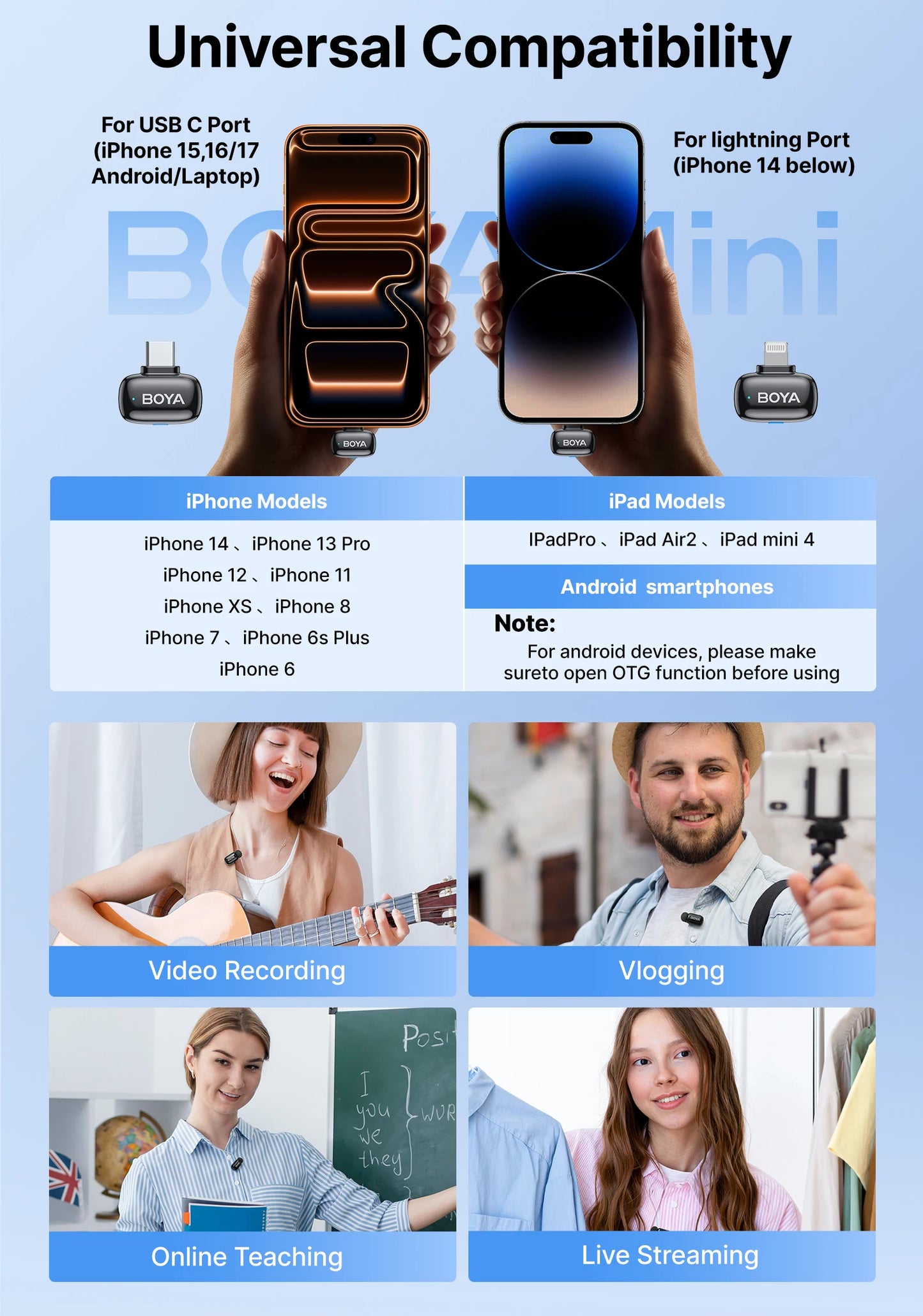 BOYA Mini 2 Wireless Lavalier Microphone AI Noise Reduction