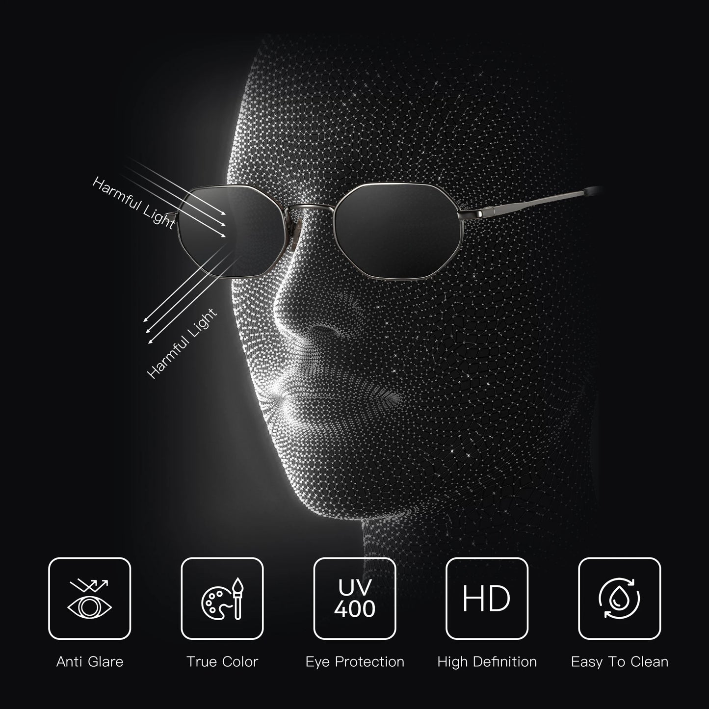 ZENOTTIC Retro Small Polygon Polarized Sunglasses