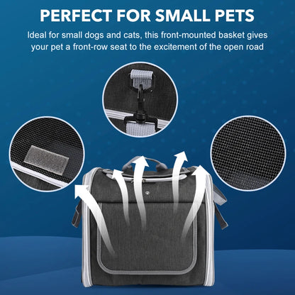 Dog or Cat Bike Basket, Expandable Soft Sided Pet Carrier