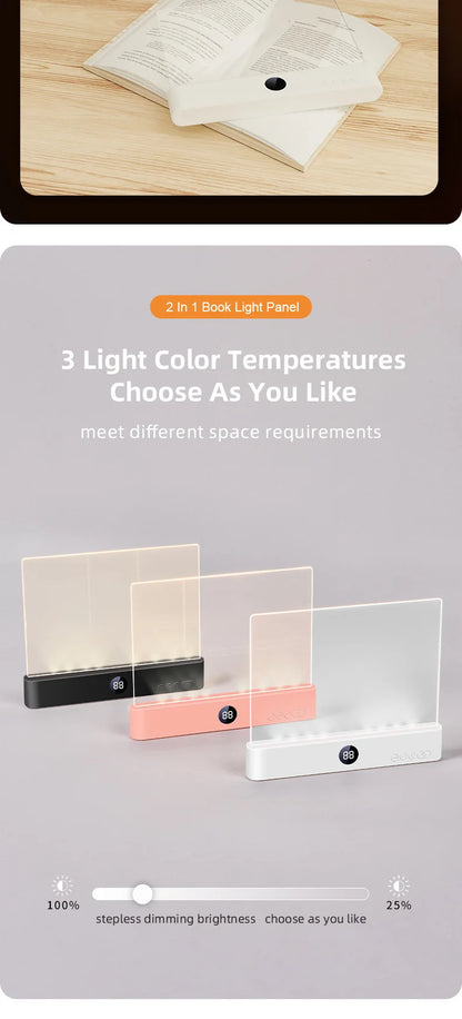 LED Flat Panel Book Light Eye Protection Night Vision