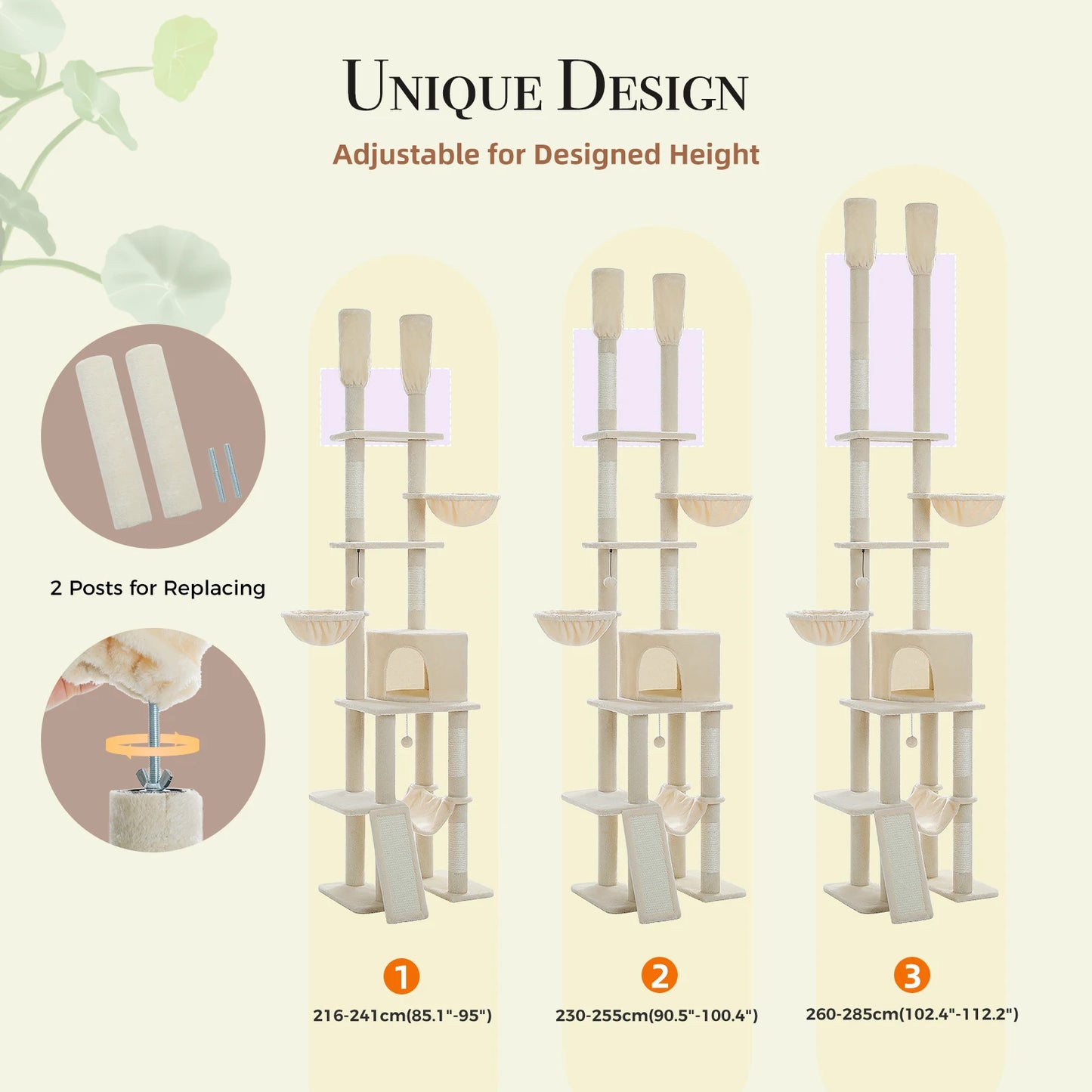 Cactus Cat Tree Floor to Ceiling Tower Scratching Posts