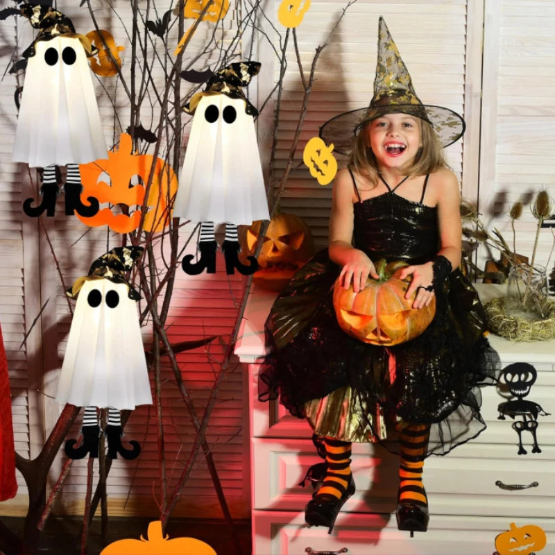 Halloween LED Light Up Witch Ghost Hanging Horror Ornaments