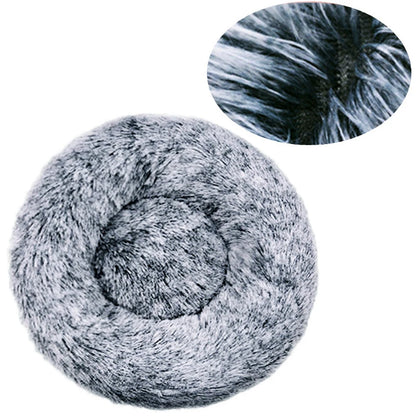 Round Pet Bed for Large Donut Long Plush Bed