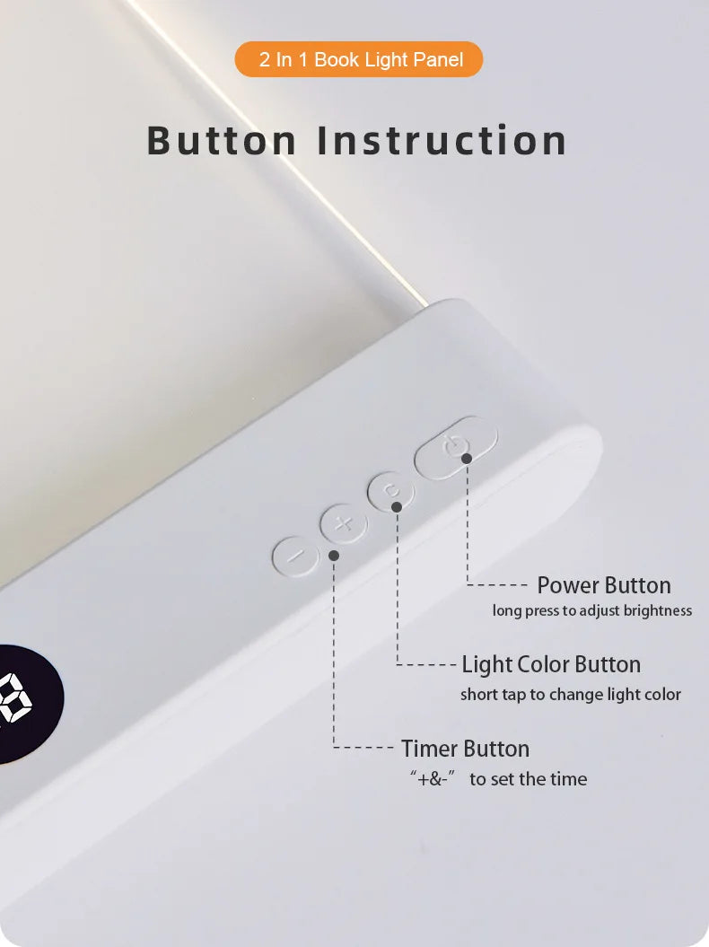 LED Flat Panel Book Light Eye Protection Night Vision