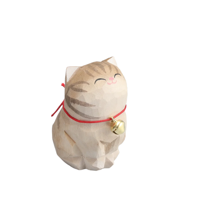 Cute Cat Animals Figurine Decorative Wooden Ornament