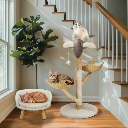 Modern Cat Furniture Climbing Tree Solid Wood