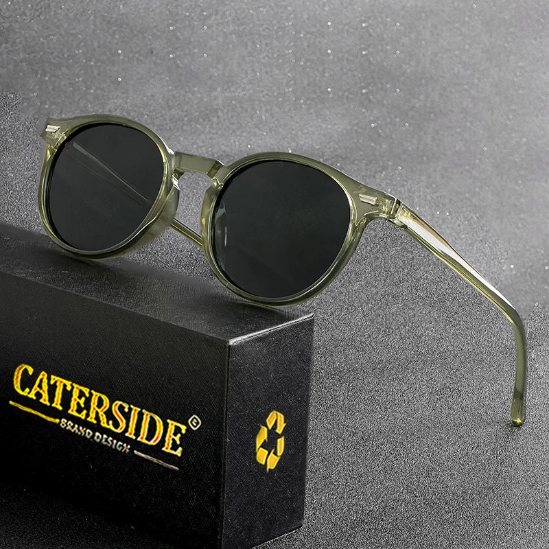 Retro Polarized Round Sunglasses Men TR90 / Acetate Vintage