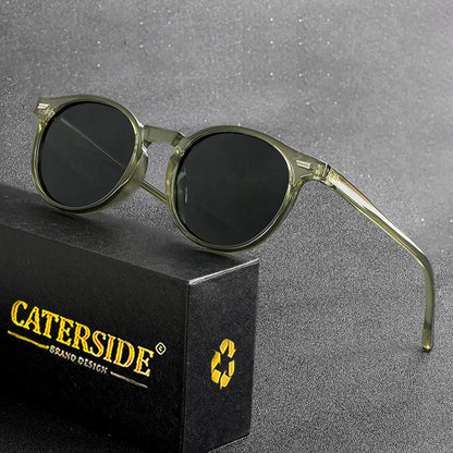 Retro Polarized Round Sunglasses Men TR90 / Acetate Vintage