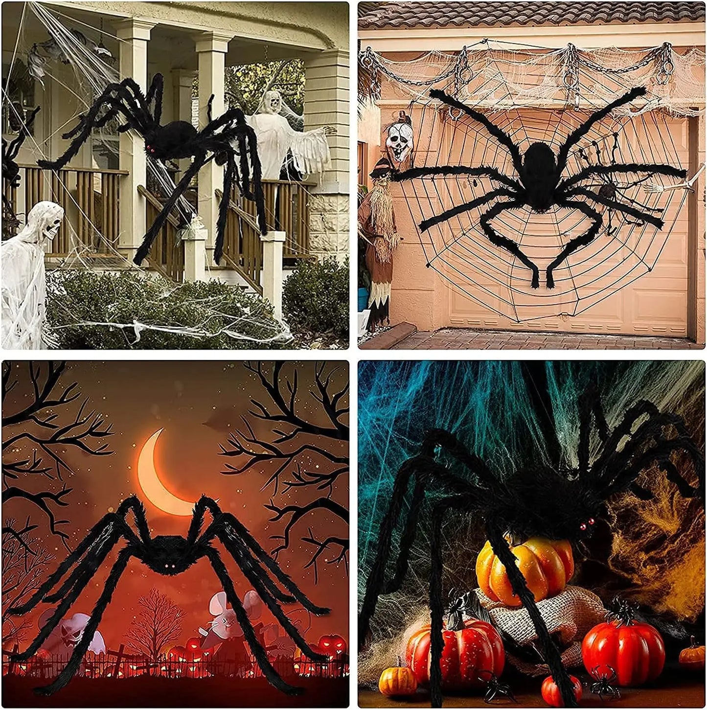 Giant Black Plush Spider Halloween Decoration Props