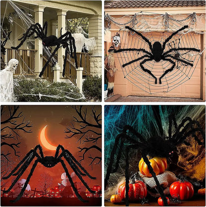 Giant Black Plush Spider Halloween Decoration Props