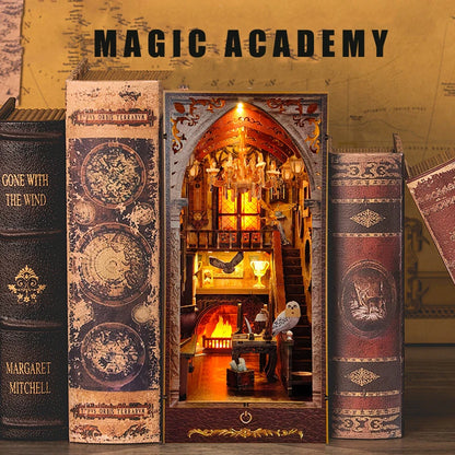 DIY Wooden Book Nook Magic Academy Dollhouses Miniature