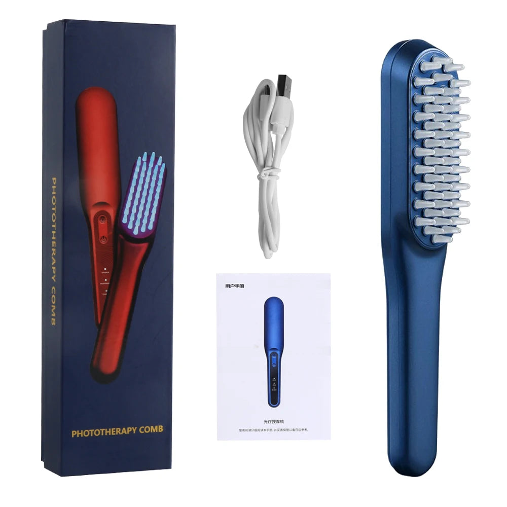 Electric Vibration Massage Comb Blue and Red Light