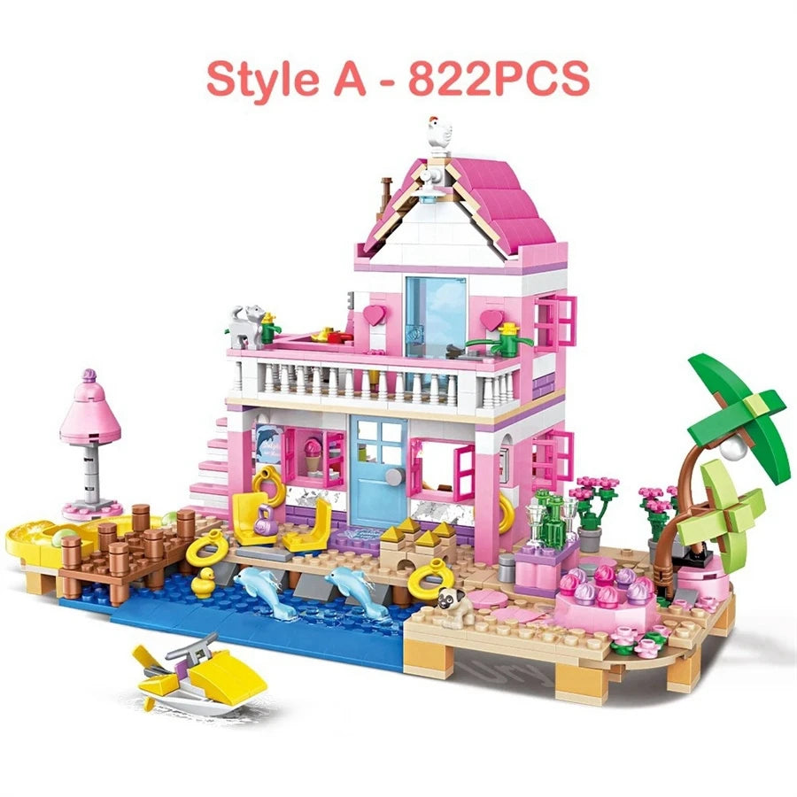 Summer Holiday City House Seaside Villa Building Blocks
