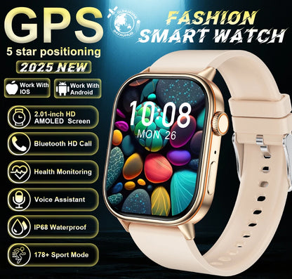 New For Android iOS Outdoor GPS Smart Watch Men 2.01" HD AMOLED