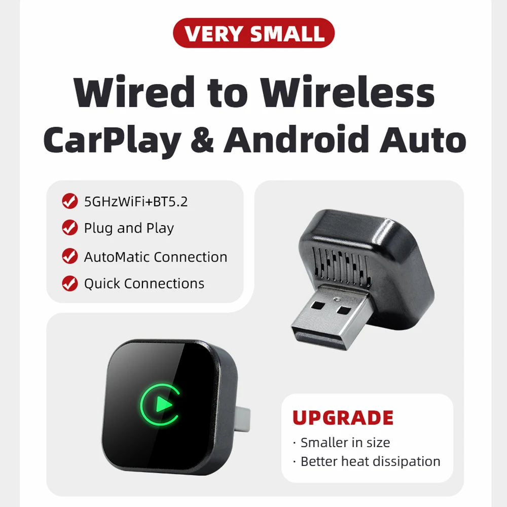 2in1 Wired To Wireless CarPlay Adapter Android Auto Dongle