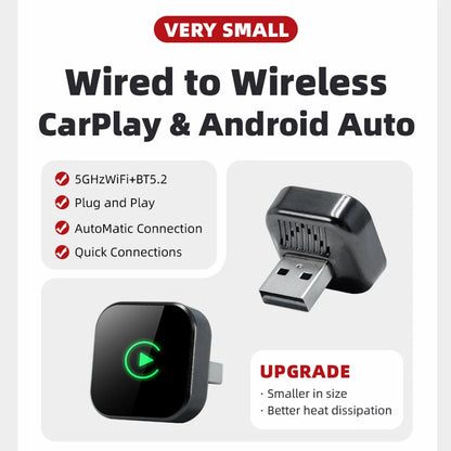 2in1 Wired To Wireless CarPlay Adapter Android Auto Dongle