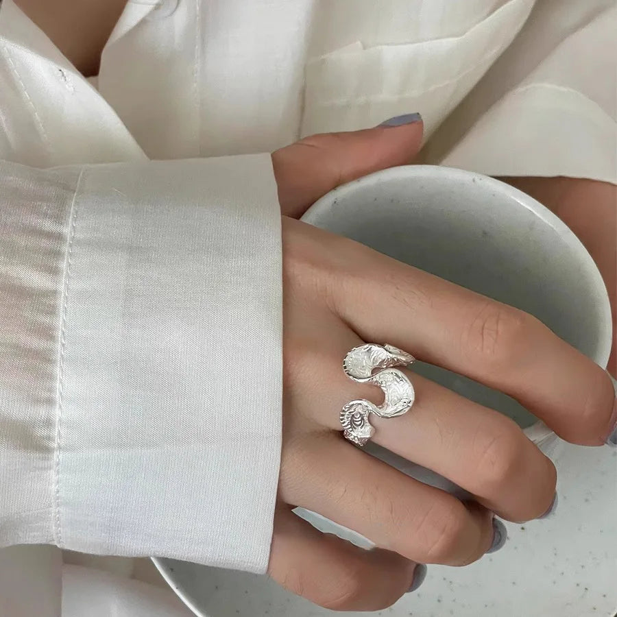 VENTFILLE 925 Sterling Silver Finger Rings Hollow Chain