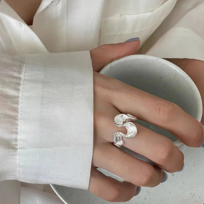 VENTFILLE 925 Sterling Silver Finger Rings Hollow Chain