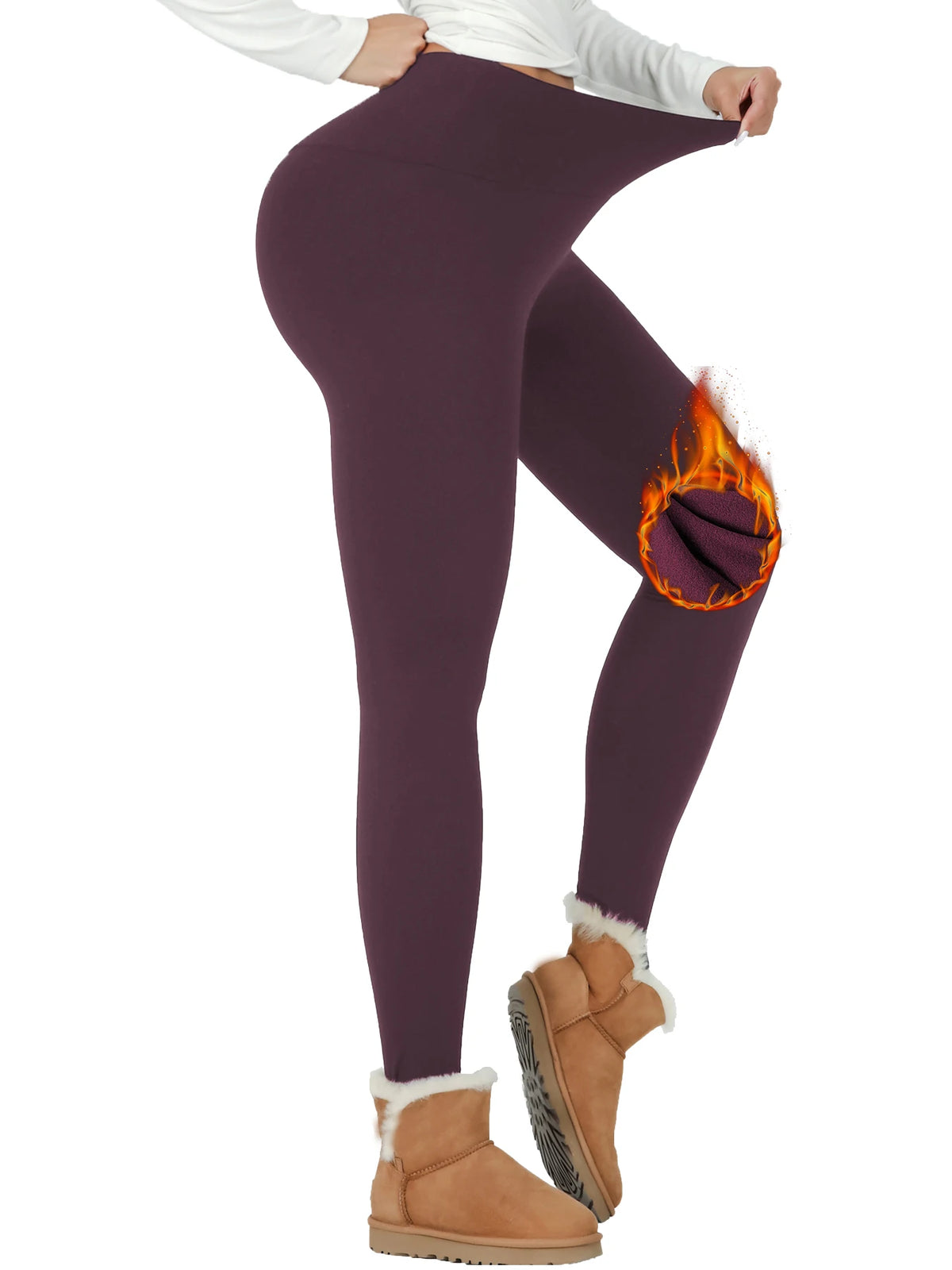 Womens Thermal Fleece Lined High Waisted Leggings