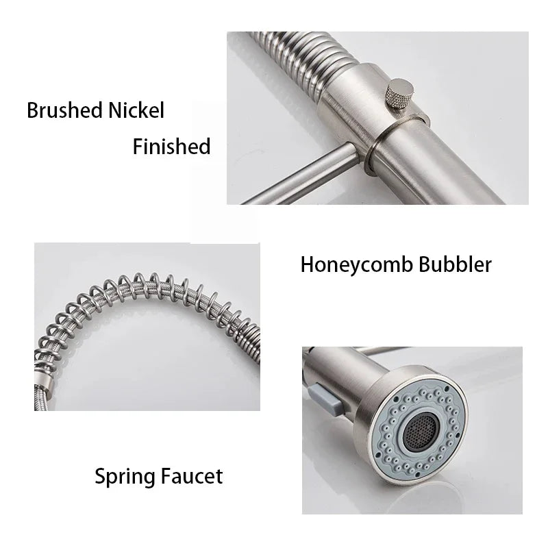 Spring Style Kitchen Faucet Brushed Nickel Faucet Pull Out