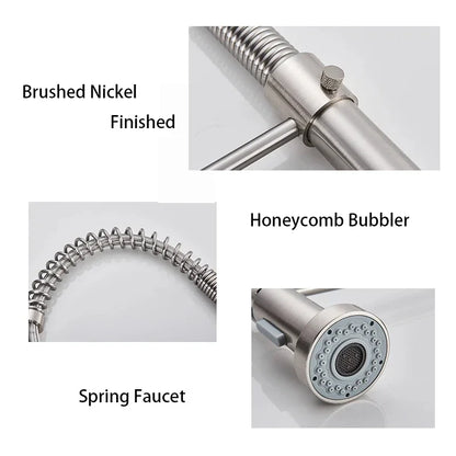 Spring Style Kitchen Faucet Brushed Nickel Faucet Pull Out