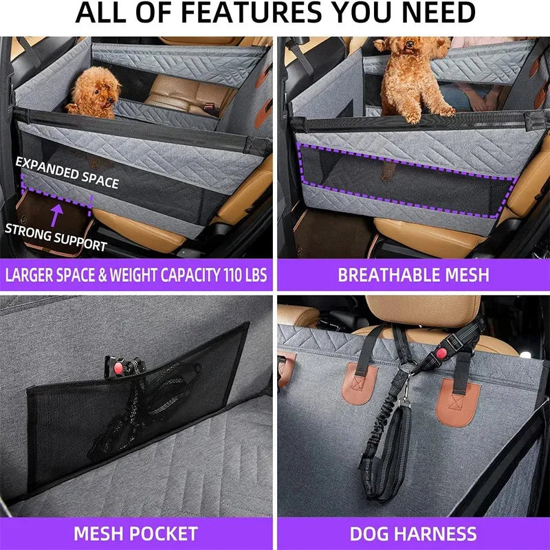 Pet Car Nest Bed Full Coverage Back Seat Hammock Extender