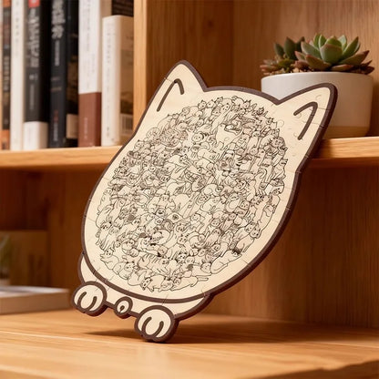 Colored Cat Shaped Wooden Jigsaw Puzzle, Cats Shaped