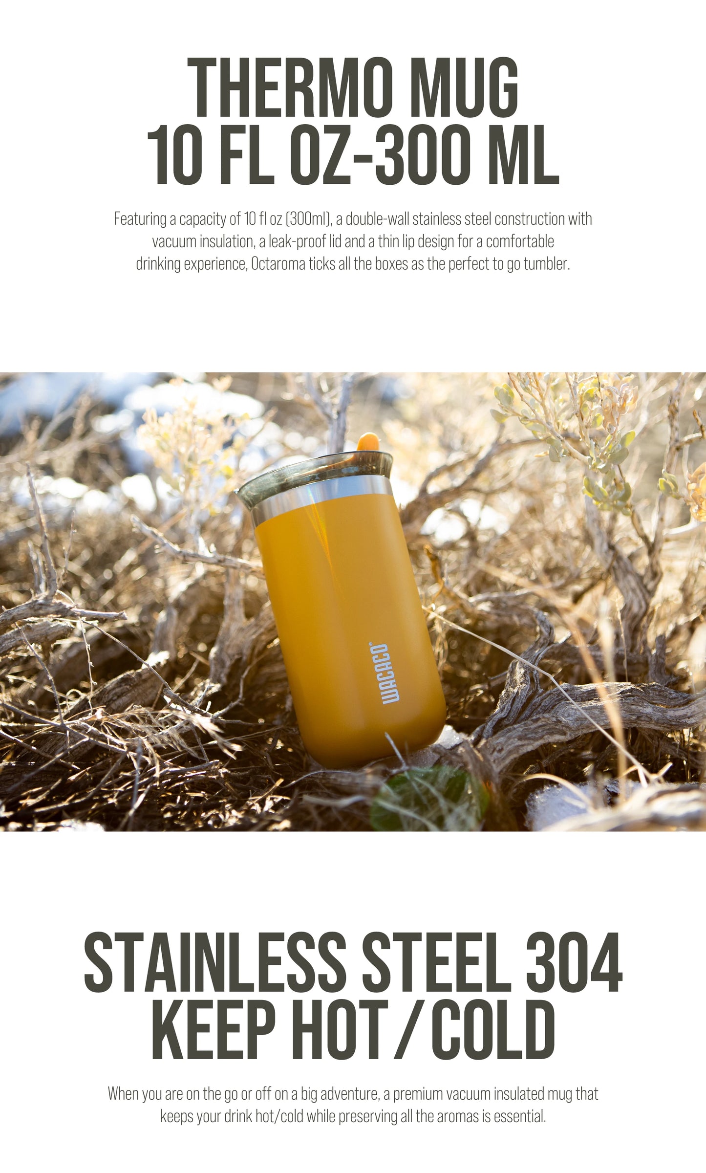 Vacuum Insulated Coffee Mug, Double-wall Stainless Steel