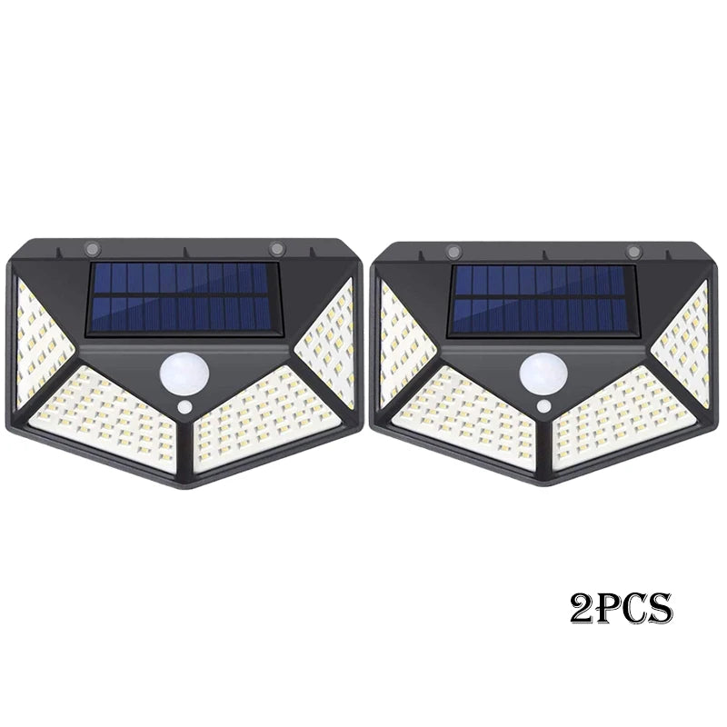 Solar Lights Outdoor 100 LED Wall Lamp Motion Sensor Lights