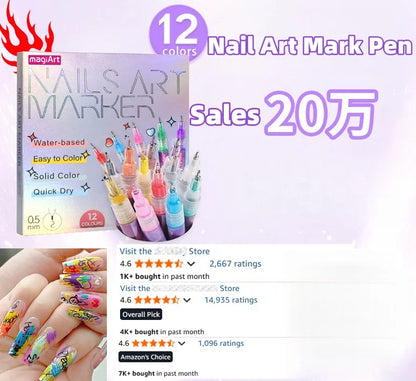 12 Color Nail Art Drawing Pen DIY Nail Painting Art Design