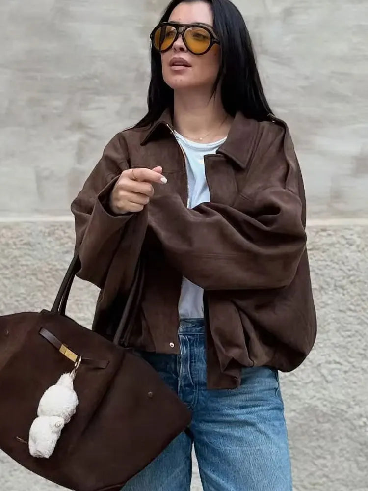 Women's Street Fashion Solid Coats Bat Sleeves Vintage Jackets
