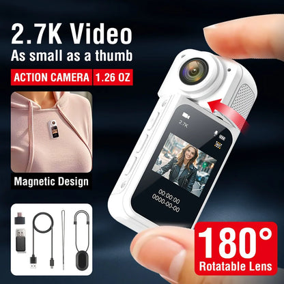 Motorcycle Mini Recorder 2.7K Finger Action Camera Lightweight