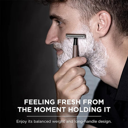 Advanced Double Edge Safety Razor Faux Wooden Handle