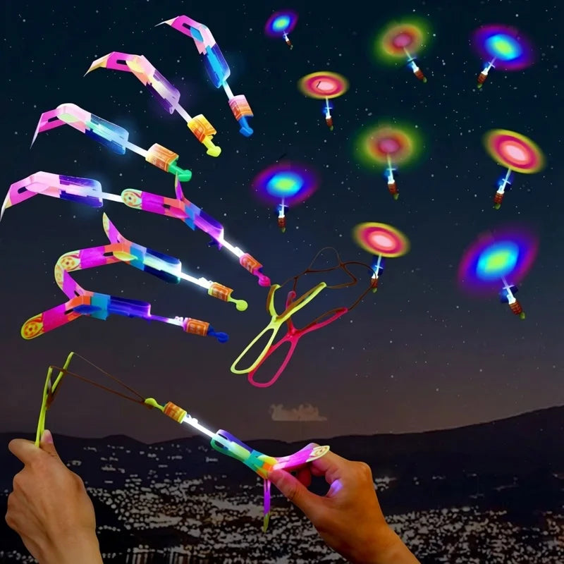5/10Pc LED Flying Arrow Rocket Toys - Rubber Band