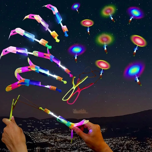 5/10Pc LED Flying Arrow Rocket Toys - Rubber Band