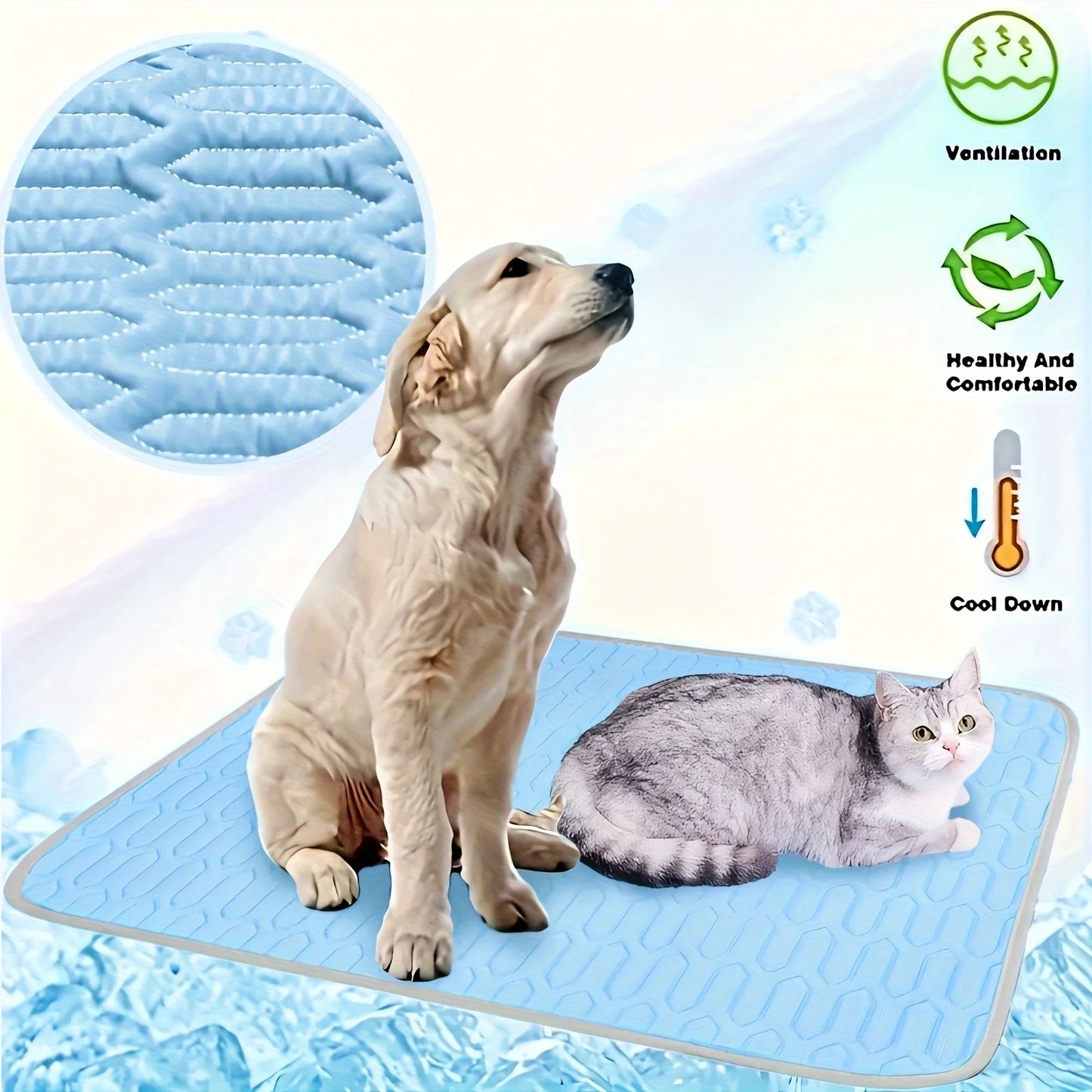 Ice-Cool Summer Pet Cooling Mat and Bed Sweat-Absorbent