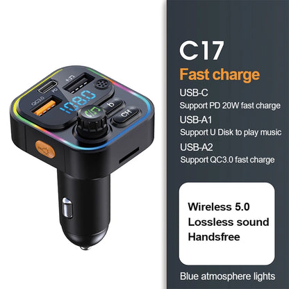Bluetooth 5.0 FM Transmitter Handsfree Car Radio Modulator